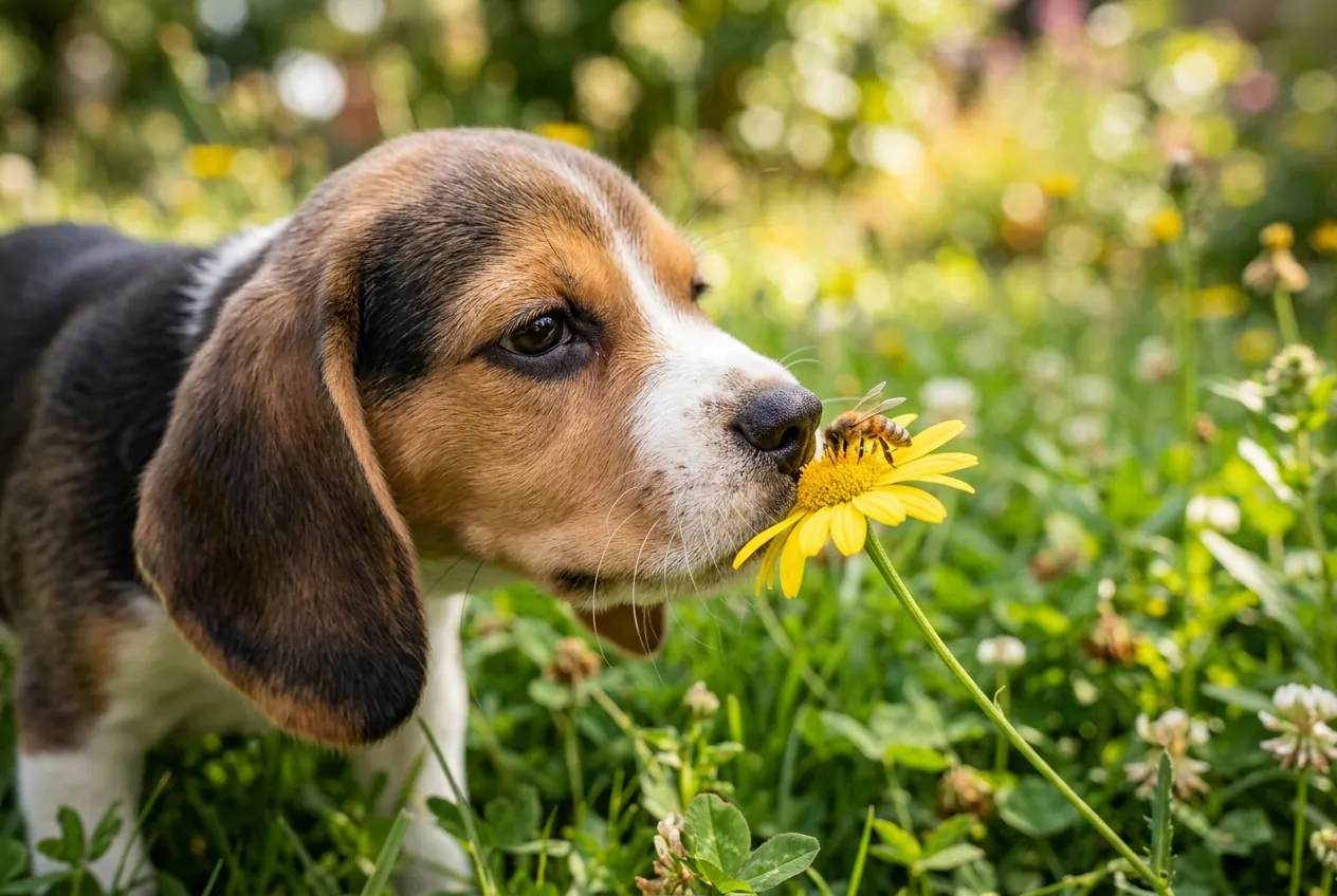 dog stung by bee prevention tips curious puppy