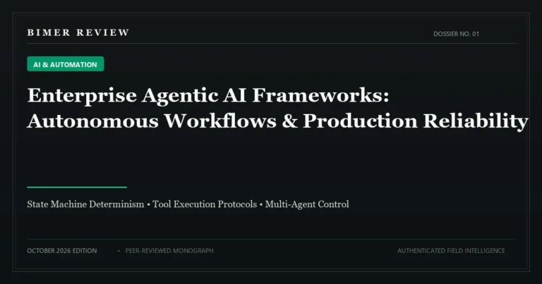 Enterprise Agentic AI Frameworks: Autonomous Workflows, Tool Calling, and Production Reliability